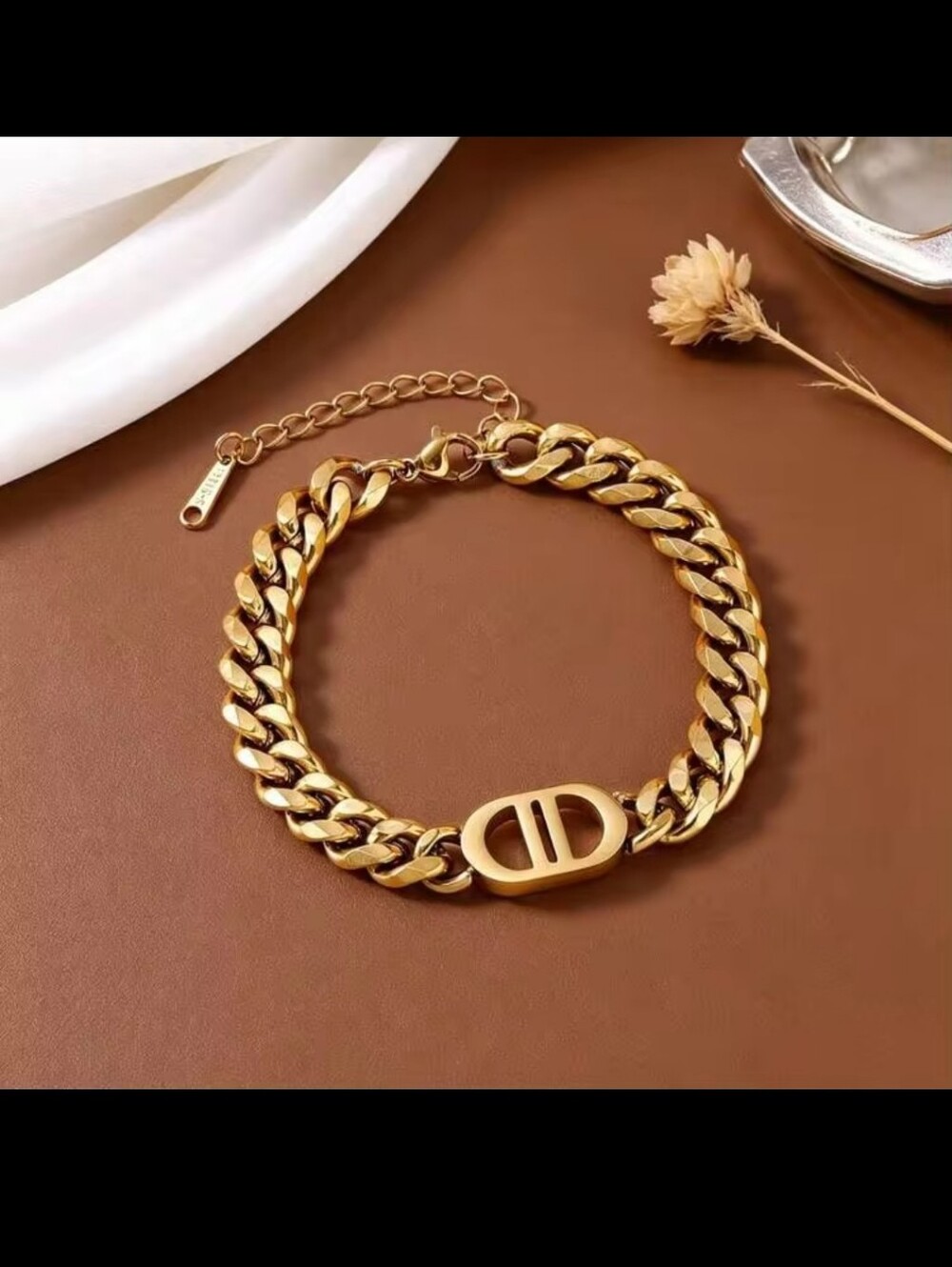 Gold Plated Link Chain Necklace, Bracelet & Earring Set - Picture 2 of 6